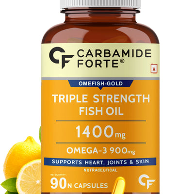 Carbamide Forte Triple Strength Fish Oil 1400mg with Omega 3 900mg for Men & Women - Softgel Capsules 90 Count