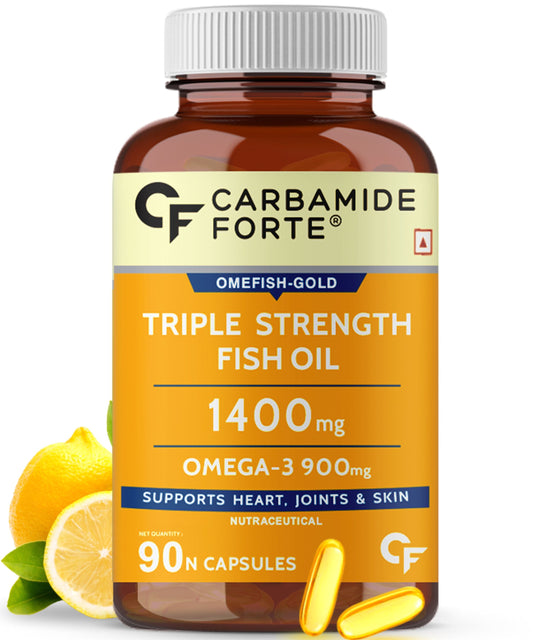 Carbamide Forte Triple Strength Fish Oil 1400mg with Omega 3 900mg for Men & Women - Softgel Capsules 90 Count