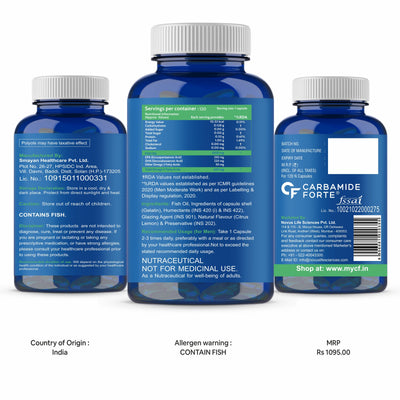 Carbamide Forte Double Strength Fish Oil 1000mg with Omega 3 600mg -120 Capsules
