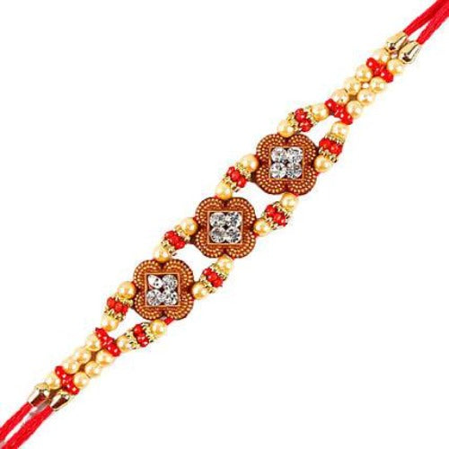 Ethnic American Diamond Rakhi and Cashew Jar Combo