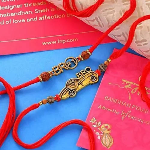 2 Antique Bro Rakhis & Dry Fruit Dalmoth Hamper