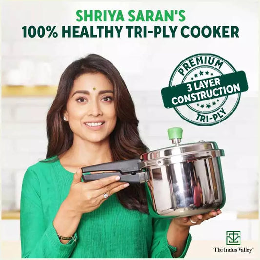 2L+3L RapidCuk Tri-ply Stainless Steel Pressure Cooker Combo+ Free ₹600 Wood Chopping Board, 5Yr Warranty, ISI Certified, Premium Quality, 3 Layer Thick Body, Induction & Gas