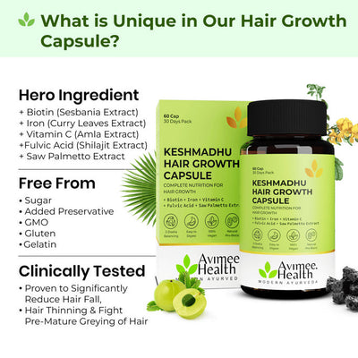 Avimee Herbal Keshmadhu Hair Growth Capsule with Biotin