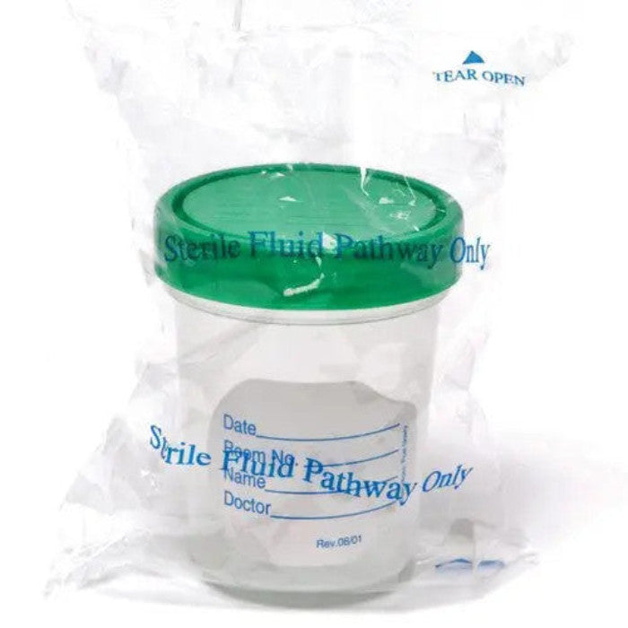 Urine Specimen Cup, Sterile, Screw-On Lid & Label