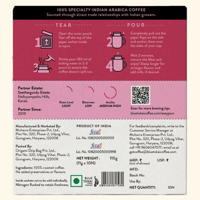 Blue Tokai Seethargundu Estate Light Roast Easy Pour Sachets