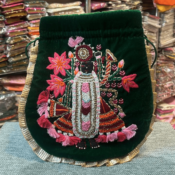 Gujarati Style Fine Bead & Thread Work Shree Nathji Potlie | Set Of 5
