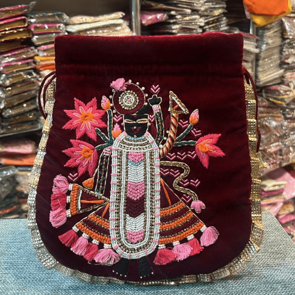 Gujarati Style Fine Bead & Thread Work Shree Nathji Potlie | Set Of 5