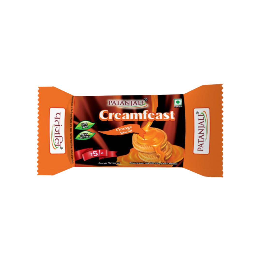 Patanjali Creamfeast Orange Biscuit - Set Of 2 | 35 gms Each