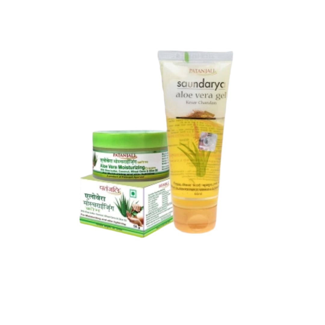 Combo-SAUNDARYA ALOE VERA GEL KESAR CHANDAN  60 ML+ALOEVERA MOISTURIZING CREAM 50gm - 110 gms