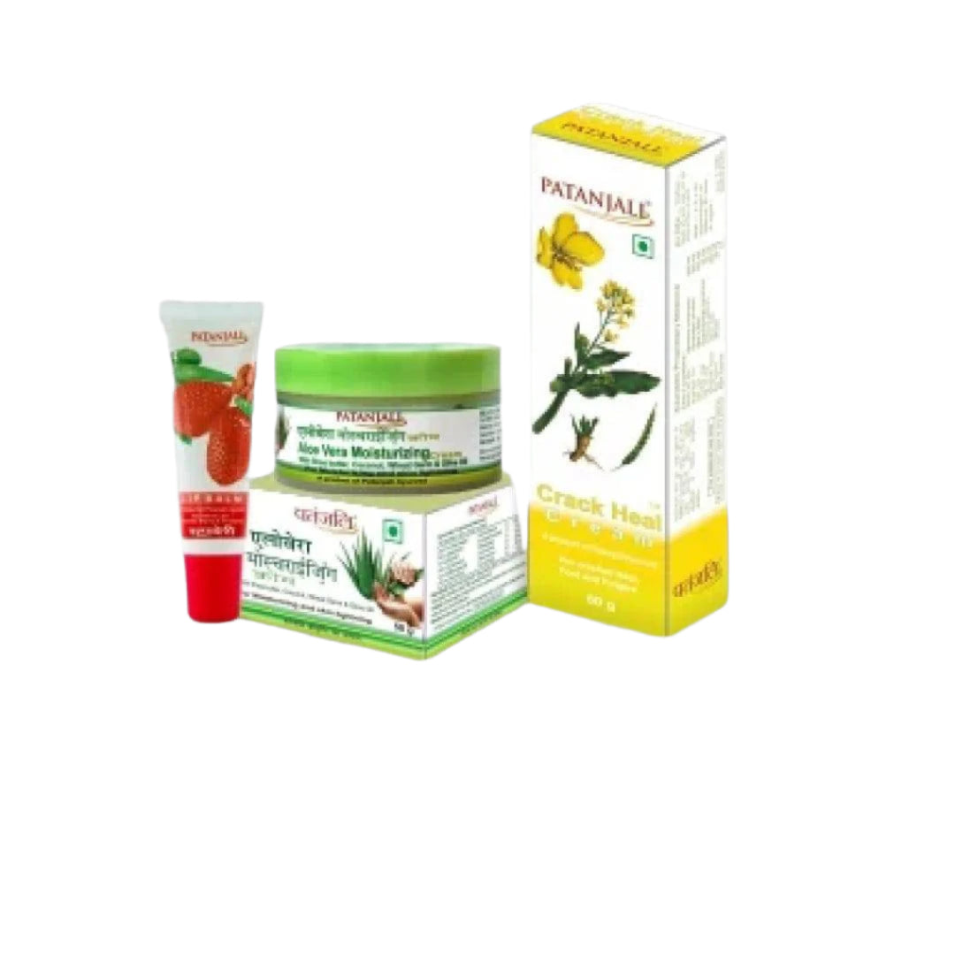 Complete Winter Skin Care Pack- CRACK HEAL CREAM 50 G+MOISTURIZER CREAM 50 G+LIP BALM (STRAWBERRY) 10 G - 110 gms