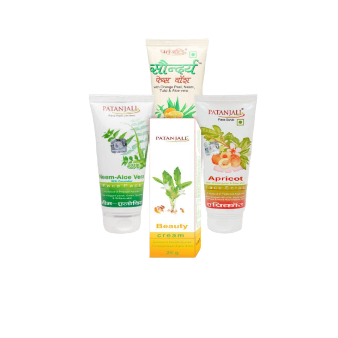 Beauty Combo- Saundarya Face wash 60ml+NEEM ALOEVERA WITH CUCUMBER FACE PACK 60gm+APRICOT FACE SCRUB 60gm+Beauty Cream 50 gm - 240 gms