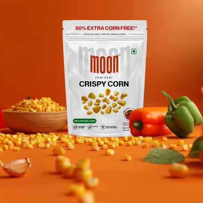 Moon Freeze Dried Crispy Corn  Peri Peri | ( Pack Of 3 ) 20 gms each