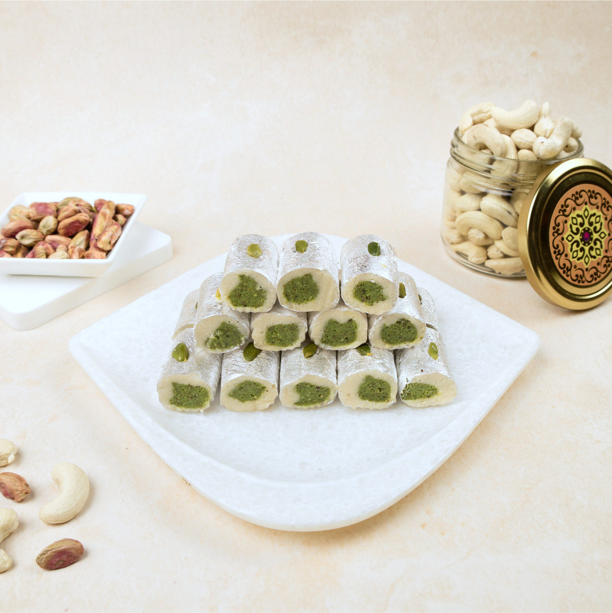 Purshottam Sweets Pista Roll - 500 gms