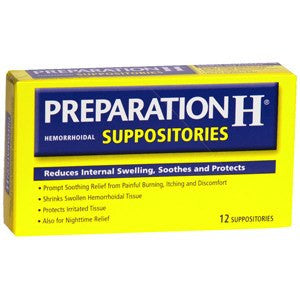 Preparation H Suppositories (Phenylephrine 0.25%) 12 Count