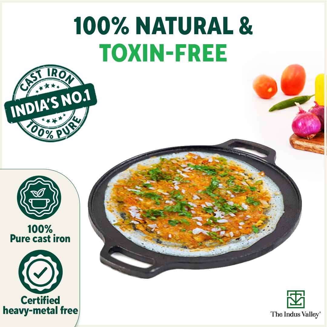 CASTrong Cast Iron Cookware Set: Tawa+ Kadai, Kitchen Set for Home, Pre-seasoned, 100% Pure, Toxin-free, Induction, Free ₹400 Tadka Pan