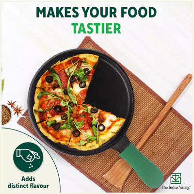 CASTrong Cast Iron Tawa, Silicon Handle,Pre-seasoned, Nonstick, 100% Pure, Toxin-free, Induction, 25.5cm, 2.2kg