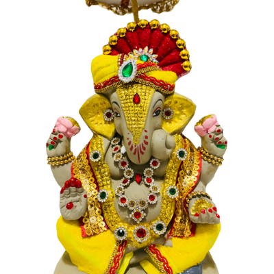 Eco-Friendly Ganesh Idols (Non-Toxic Colors) With Chatri, Akshat & Kumkum