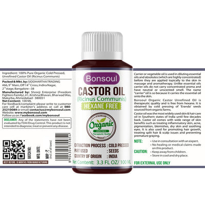 Bonsoul Castor Carrier Oil Hexane Free