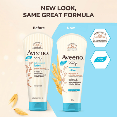 Aveeno Baby Daily Moisture Lotion, Oatmeal Face & Body Moisturizer for Dry, Itchy & Sensitive Skin