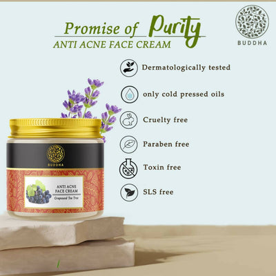 Buddha Natural Anti Acne Face Cream - For Acnes, Pimples, Scars & Marks