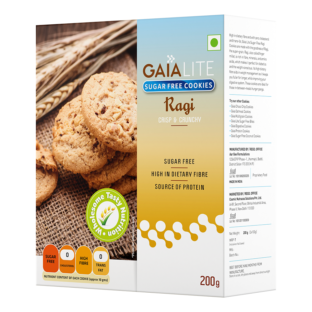 Gaia Lite Sugar Free Cookies – Ragi | 400 gms