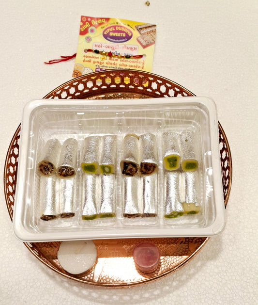Vipul Dudhiya Sweets Roll Mix Round Fancy Tray | 250 gms
