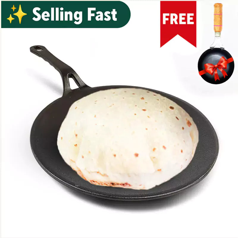 CASTrong Cast Iron Tawa+ Free ₹400 Tadka Pan,Pre-seasoned, Nonstick, 100% Pure, Toxin-free, 25.9cm, 1.9kg