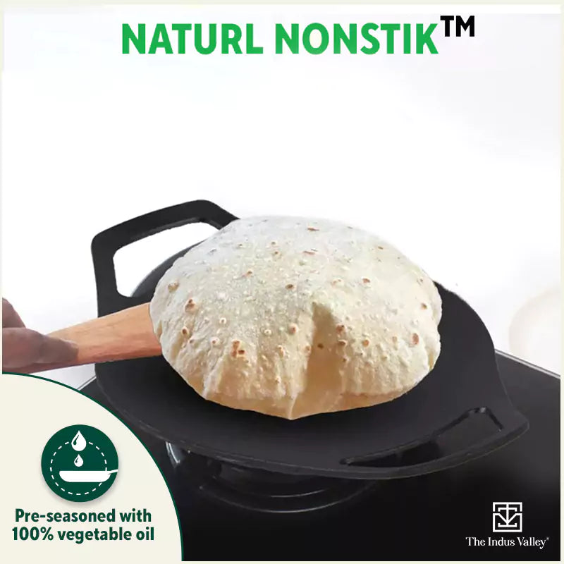 CASTrong Cast Iron Tawa,Pre-seasoned, Nonstick, 100% Pure, Toxin-free, Induction, 23.8cm, 1.4kg
