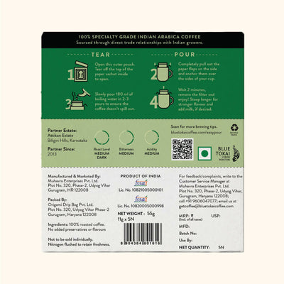 Blue Tokai Attikan Estate Medium-Dark Roast Easy Pour Sachets