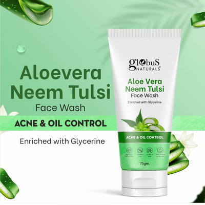 Globus Naturals Aloe vera Neem Tulsi Enriched With Glycerin & Oil Control Formula