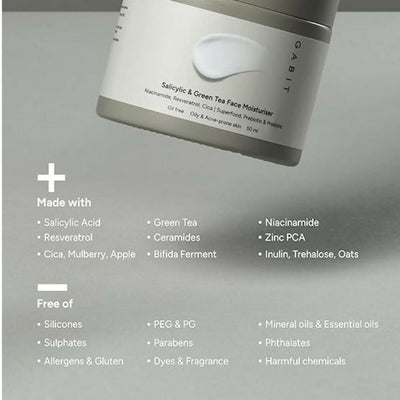 Gabit Salicylic Acid & Green Tea Face Moisturiser For Acne, Blackheads & Open Pores