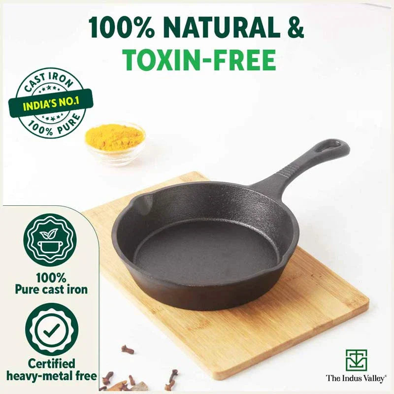 CASTrong Cast Iron Fry Pan, Pre-seasoned, Nonstick, 100% Pure, Toxin-free, Induction, 15.2cm, 0.4L, 1.1kg