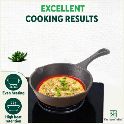 CASTrong Cast Iron Fry Pan, Pre-seasoned, Nonstick, 100% Pure, Toxin-free, Induction, 15.2cm, 0.4L, 1.1kg