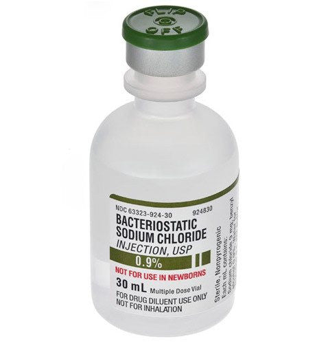 Bacteriostatic Sodium Chloride 0.9% For Injection 30 mL Multiple Dose Vials, 25/tray (Rx)