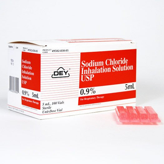 Sodium Chloride 0.9% Inhalation Solution 5 mL Plastic Vials 100/box by Mylan