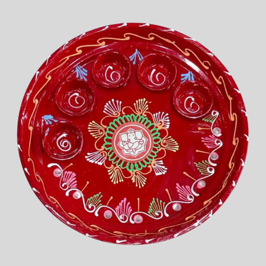 Hand Painted Pooja Aarti Thali | Set of 2
