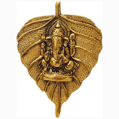 Lord Ganesha on Leaf White Metal