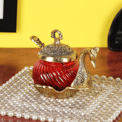 Duck Shaped Brass Food Container/ Serving Bowl - Decorative Showpiece