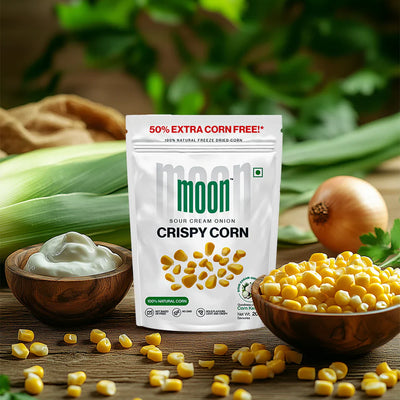 Moon Freeze Dried Crispy Corn  Sour Cream & Onion | ( Pack Of 3 ) 20 gms each