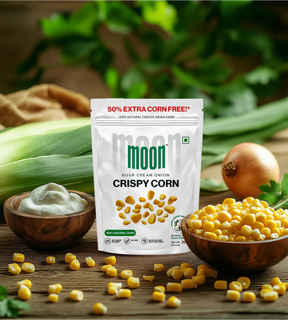 Moon Freeze Dried Crispy Corn  Sour Cream & Onion | ( Pack Of 3 ) 20 gms each