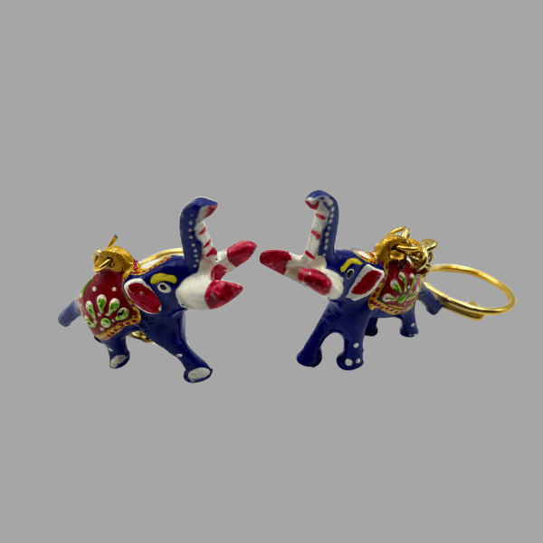 Stuthi Arts Metal Hand Painted Elephant Keychain Set of 2