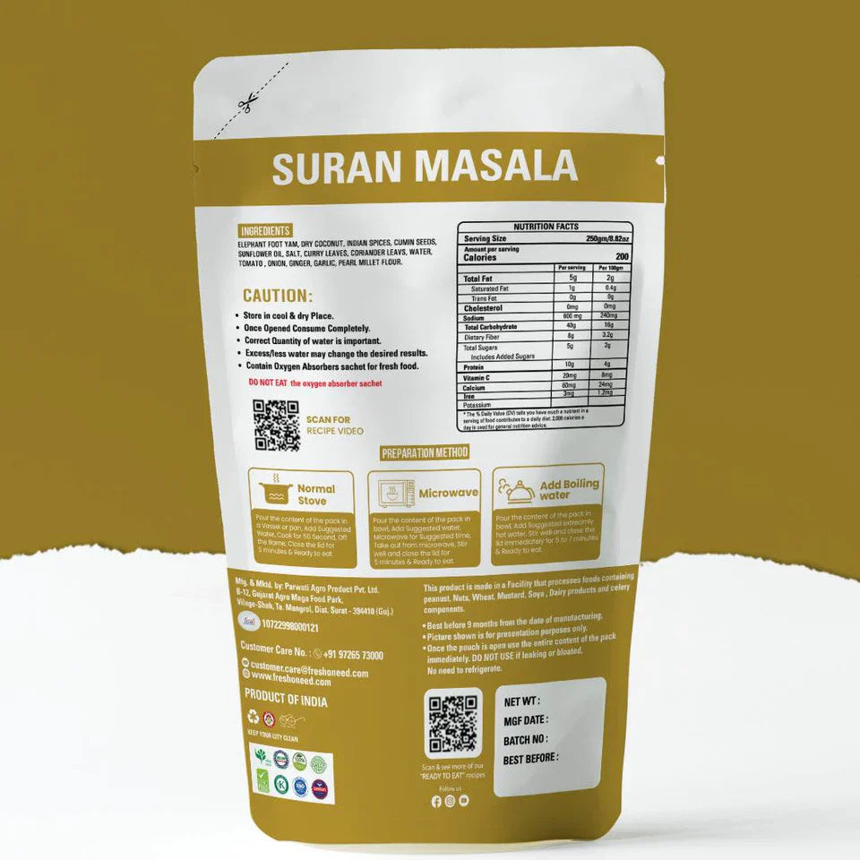 Fresh O Need Suran Masala - Ready To Eat 250 gms