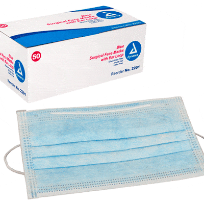 Earloop Face Masks, Light Blue, 50/Box