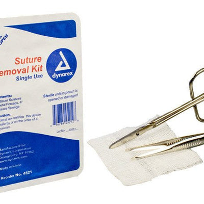 Suture Removal Kit with Metal Scissors & Forceps, Sterile