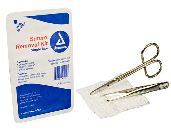 Suture Removal Kit with Metal Scissors & Forceps, Sterile