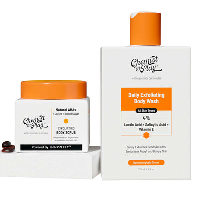 Chemist At Play Exfoliating Body Wash + Exfoliating Body Scrub For Tan Removal Combo