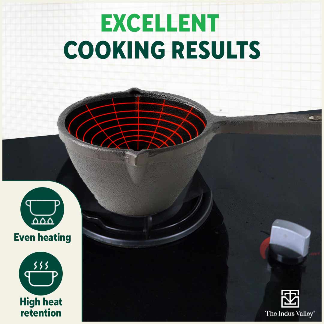 CASTrong Cast Iron Tadka Pan, Pre-seasoned, Natural Nonstick, 100% Pure, Toxin-free, Induction