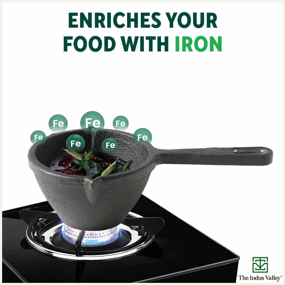 CASTrong Cast Iron Tadka Pan, Pre-seasoned, Natural Nonstick, 100% Pure, Toxin-free, Induction