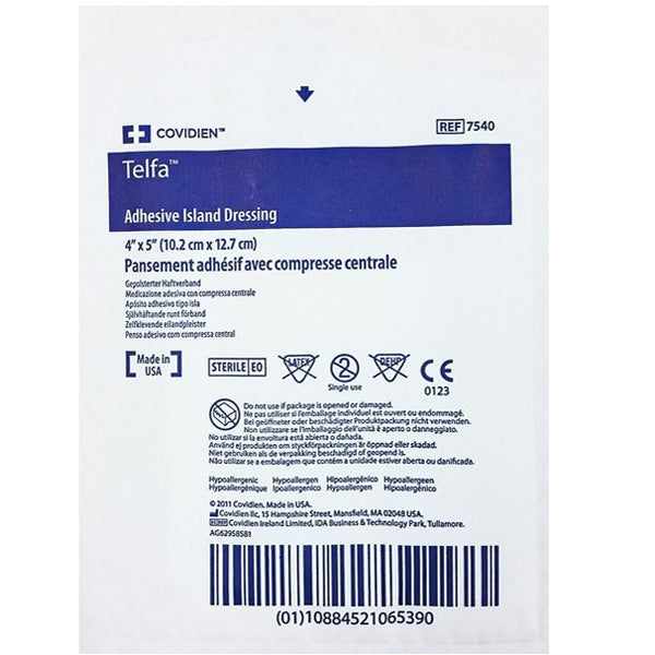 Telfa Adhesive Island Dressing 4 x 5, Sterile 25/Box
