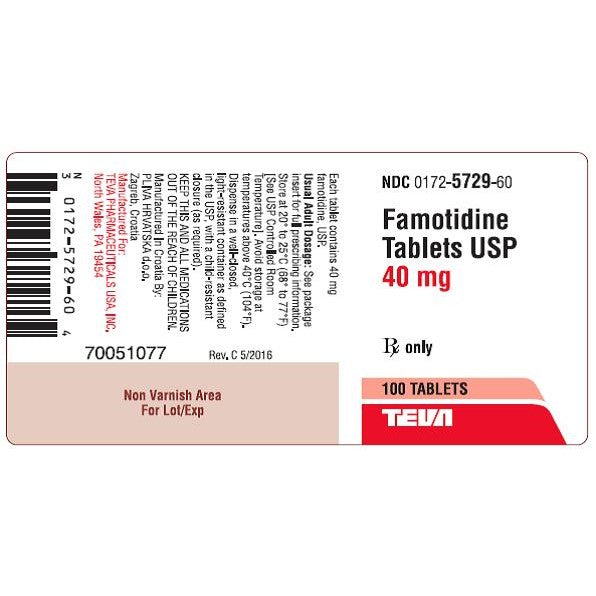Famotidine 40 mg Acid Reducer Tablets 100 Count by Teva  (RX)